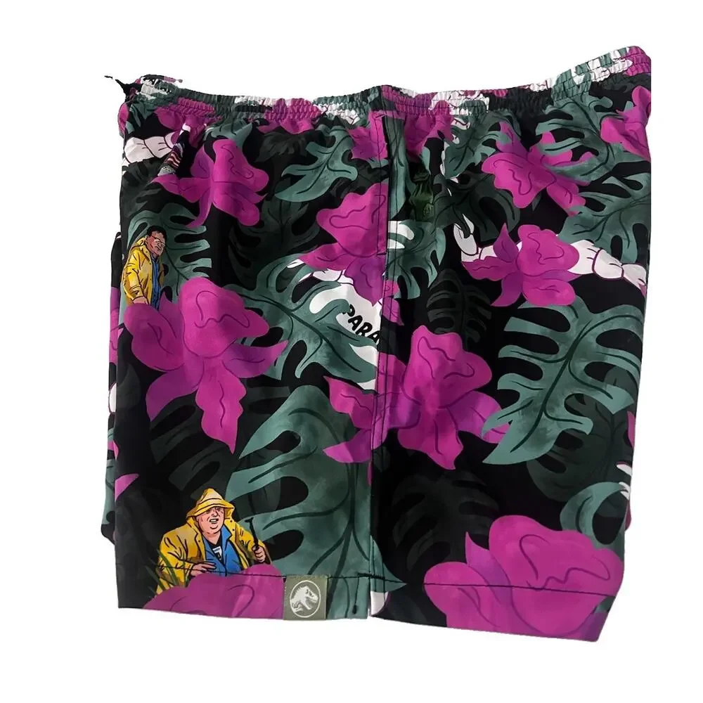 RSVLTS Jurassic Park Dennis Nedry Swim Shorts Mens 2XL Paradise Print Trunks